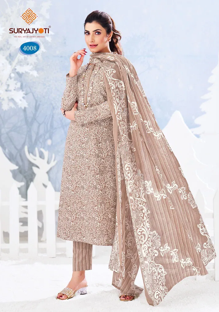 Ice Look Vol 4  by Suryajyoti Cotton Printed Dress Material 